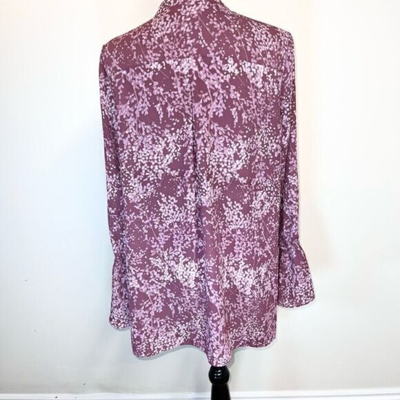 H by Halston Oversized Bell Sleeve Blouse Concealed Front Buttons Womens Sz M - Picture 6 of 10